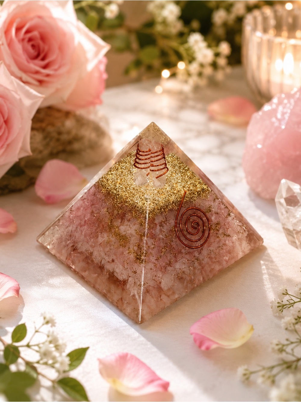 Rose Quartz Orgonite Pyramid